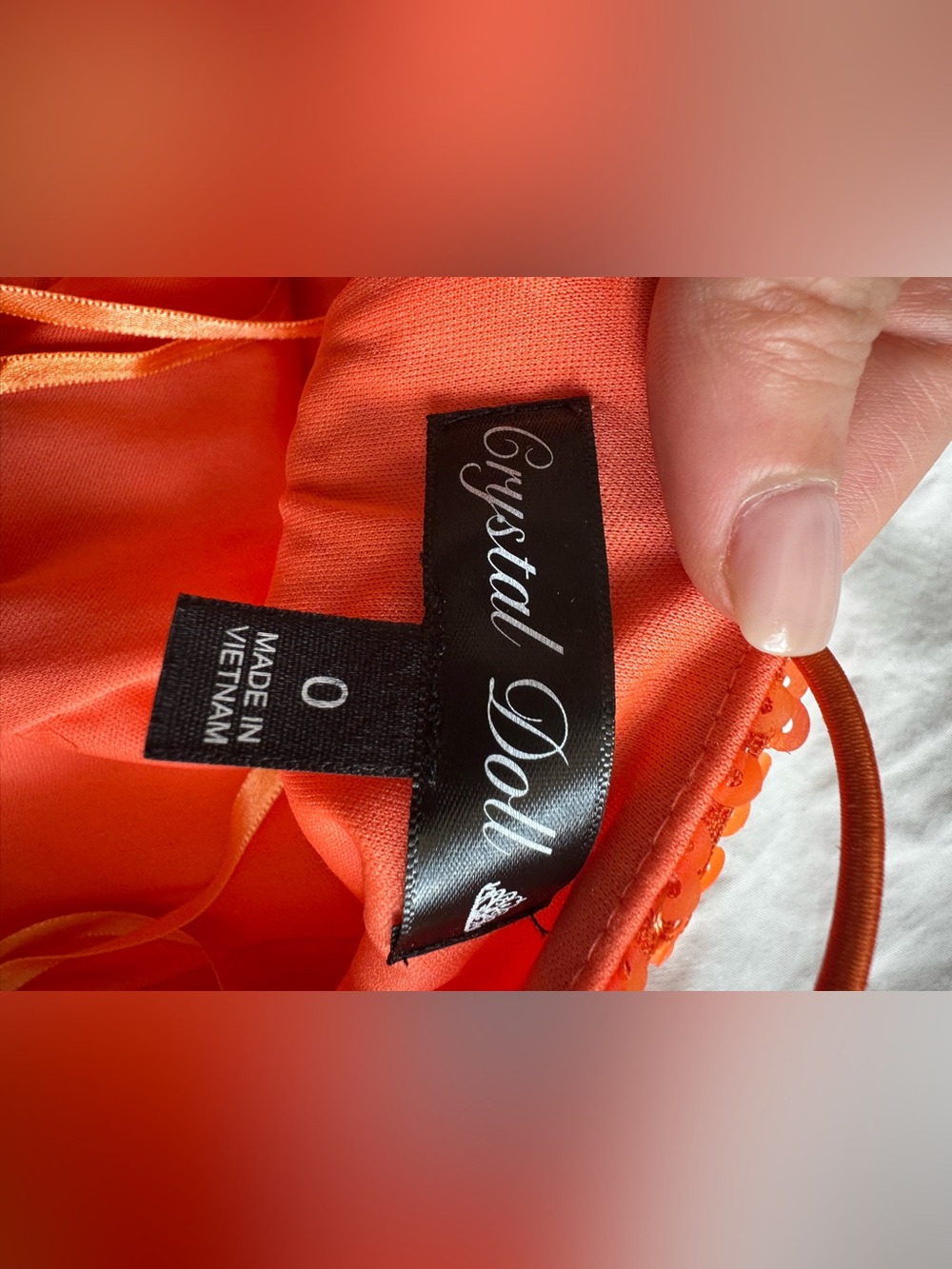 Crystal Doll Glamorous One Shoulder Sequin Evening Gown Orange Size US 0 - Picture 10 of 12